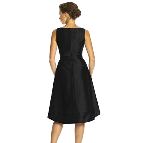 Alfred Sung Black Dupioni Cocktail Dress Size 4 Style D586 - Picture 2 of 12